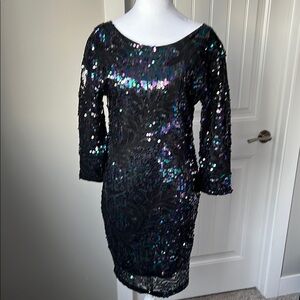 Sequin Multi Black Midi Dress